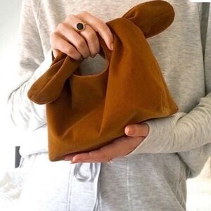 Merit Golden Brown Corduroy Knot Cosmetic Bag NWT